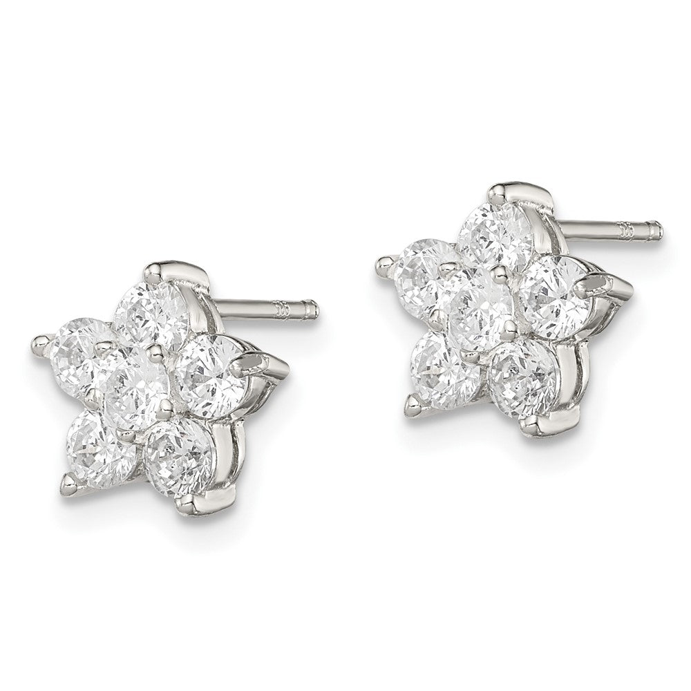 Sterling Silver CZ Flower Post Earrings