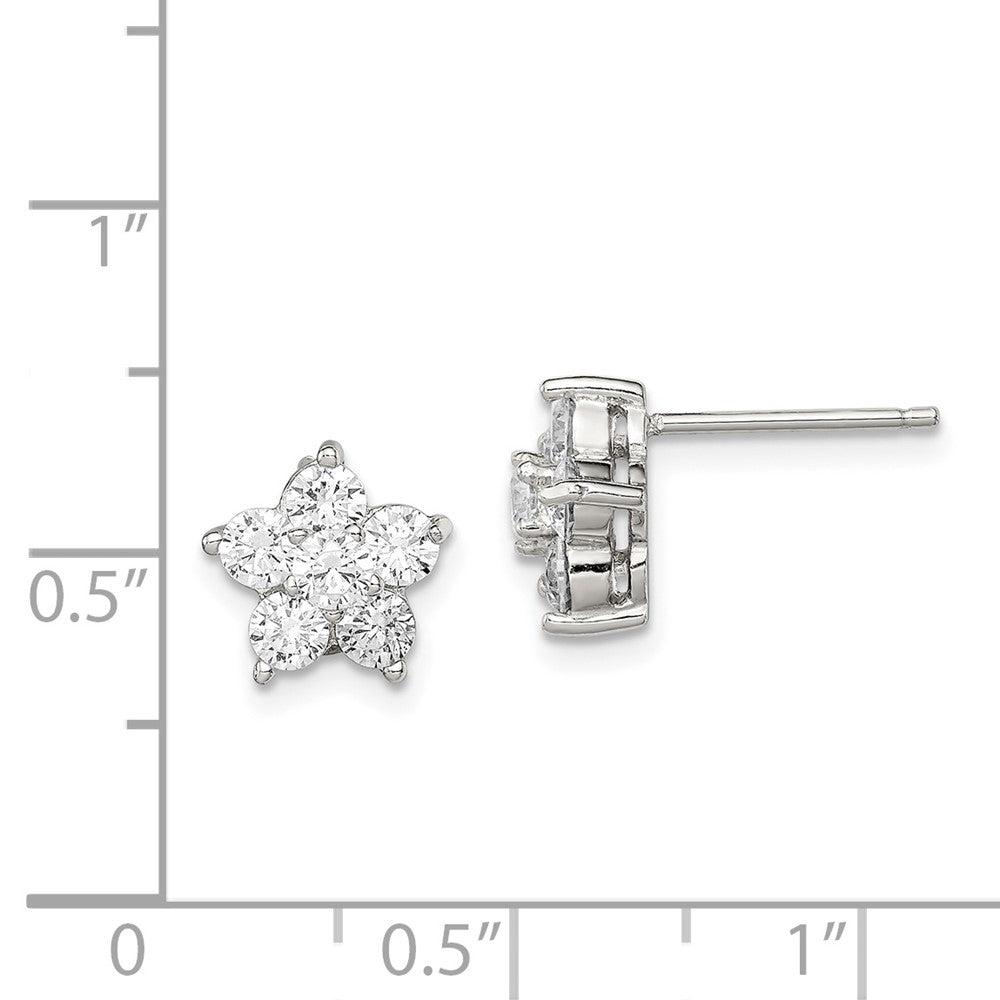 Sterling Silver CZ Flower Post Earrings
