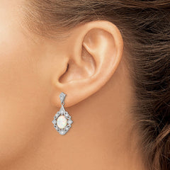 Sterling Silver Created Opal and CZ Earrings