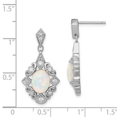 Sterling Silver Created Opal and CZ Earrings