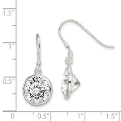 Sterling Silver 11mm Round Clear CZ Dangle Earrings