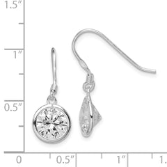 Sterling Silver 10mm Round Clear CZ Dangle Earrings