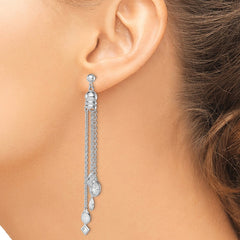 Sterling Silver CZ Chain Dangle Post Earrings