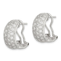 Sterling Silver CZ Omega Back Earrings