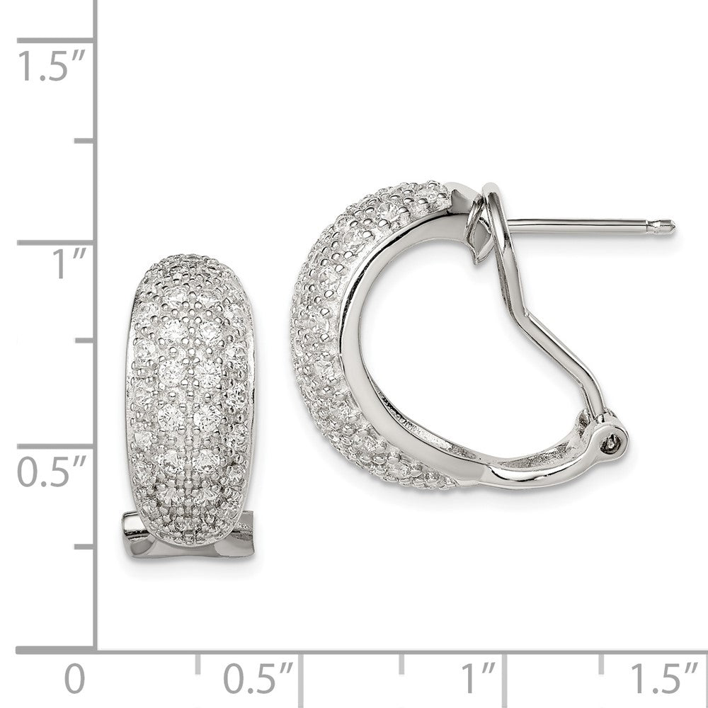 Sterling Silver CZ Omega Back Earrings