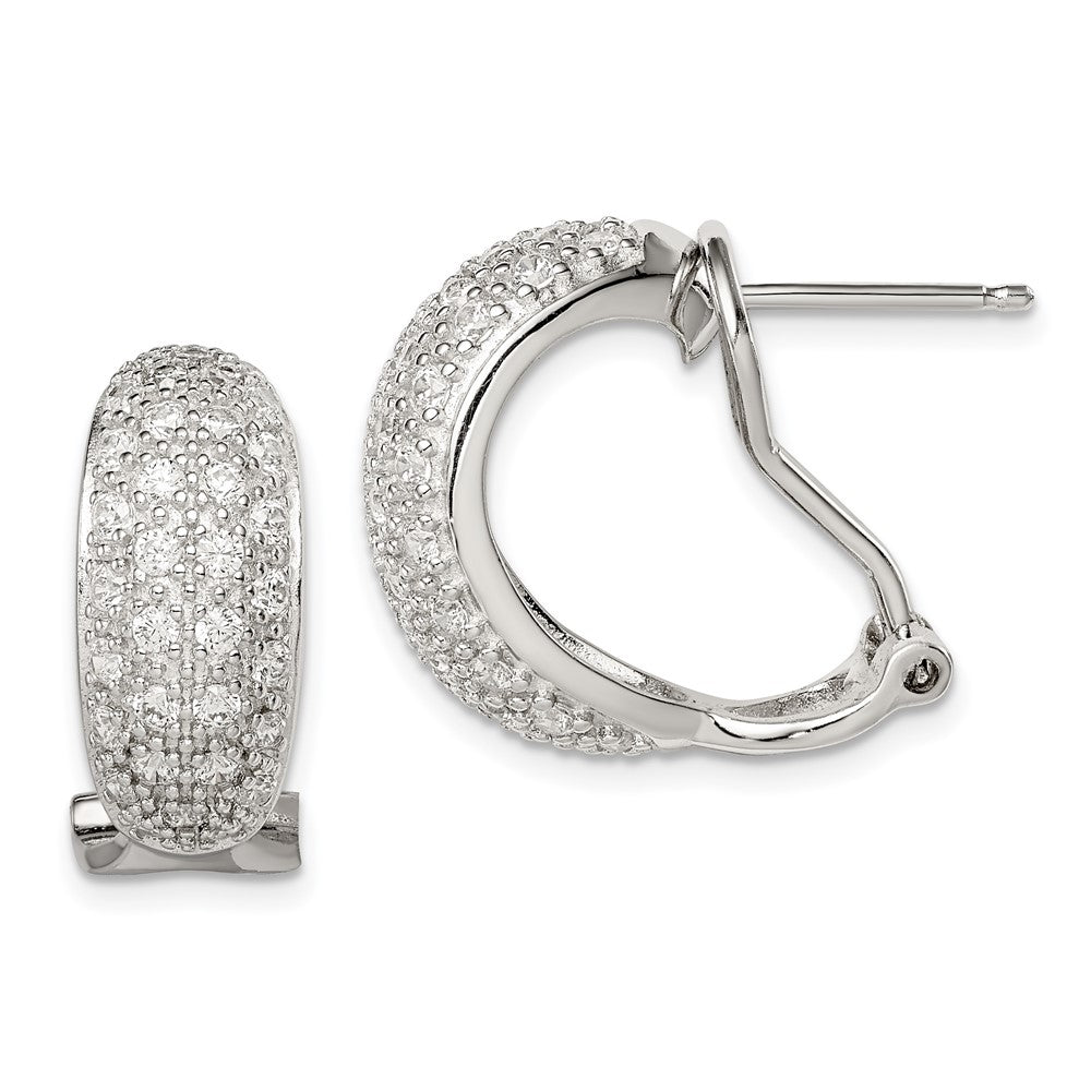 Sterling Silver CZ Omega Back Earrings