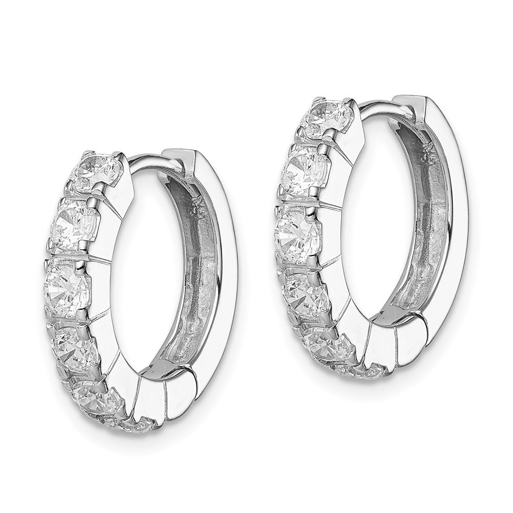 Sterling Silver CZ Hinged Hoop Earrings