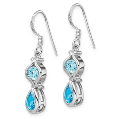 Sterling Silver Blue Topaz Dangle Earrings