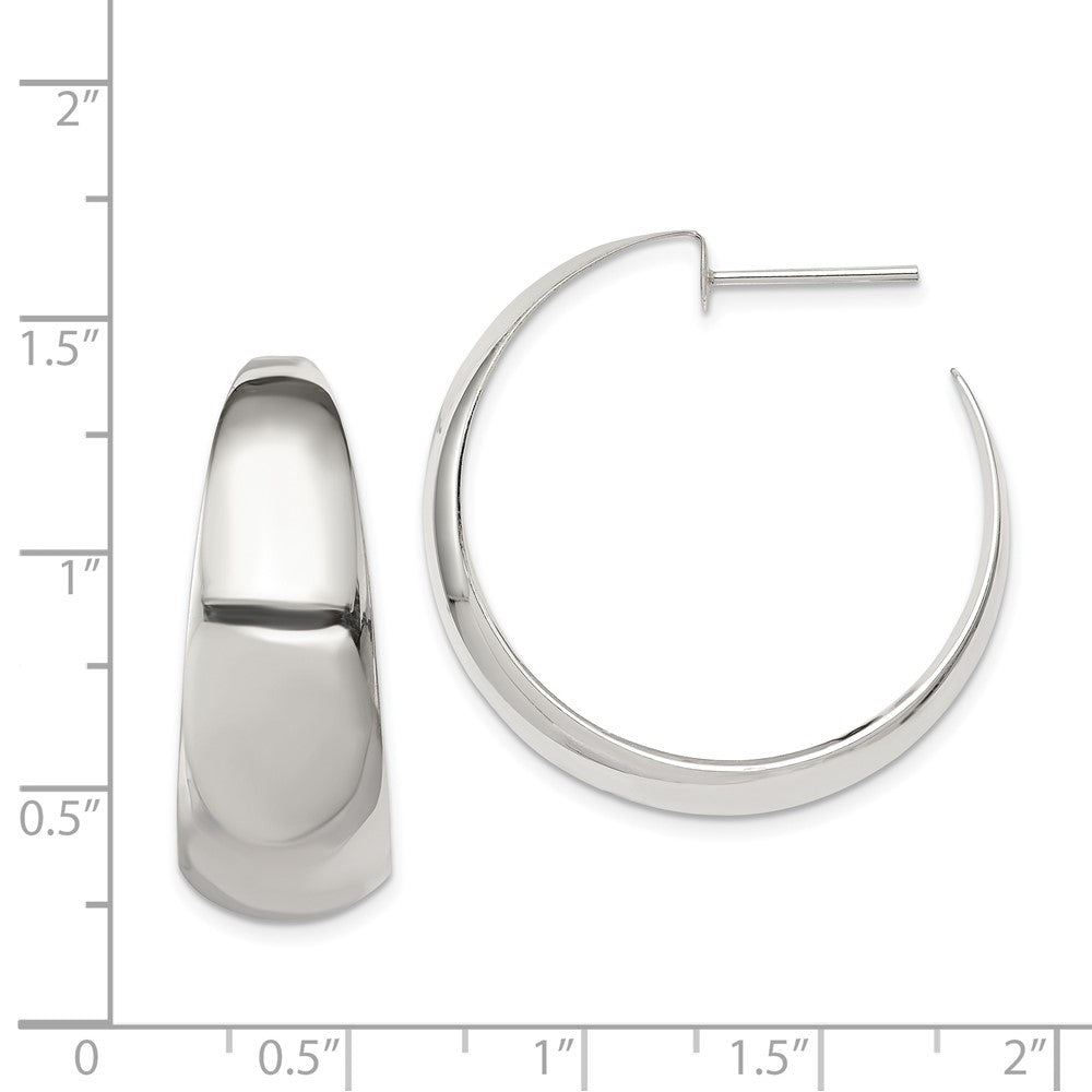 Sterling Silver Fancy J-Hoop Post Earrings