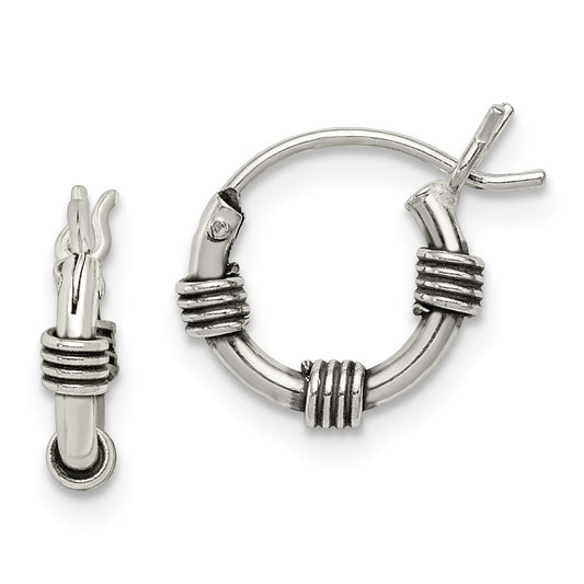 Sterling Silver Antiqued Hoop Earrings