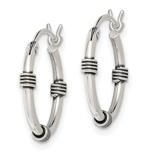 Sterling Silver Antiqued Hoop Earrings