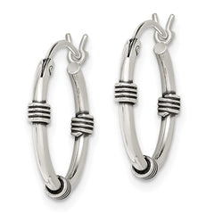 Sterling Silver Antiqued Hoop Earrings