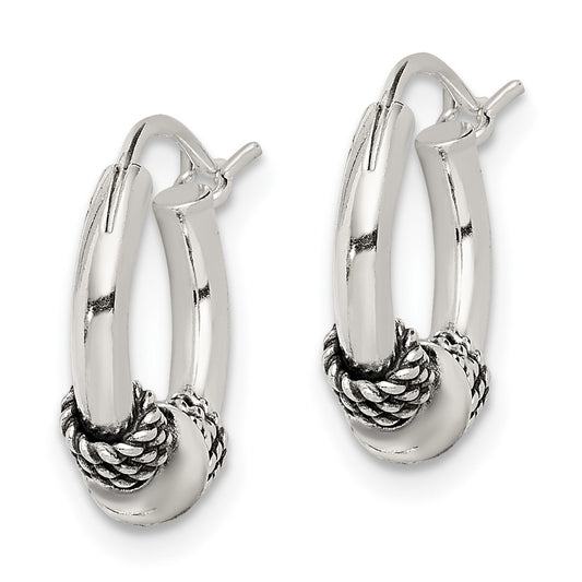 Sterling Silver Antiqued Hoop Earrings