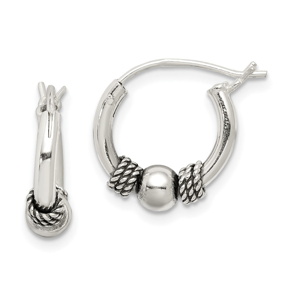 Sterling Silver Antiqued Hoop Earrings