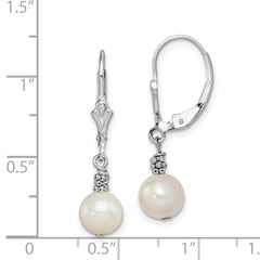 Rhodium-plated Sterling Silver White FWC Pearl Dangle Earrings