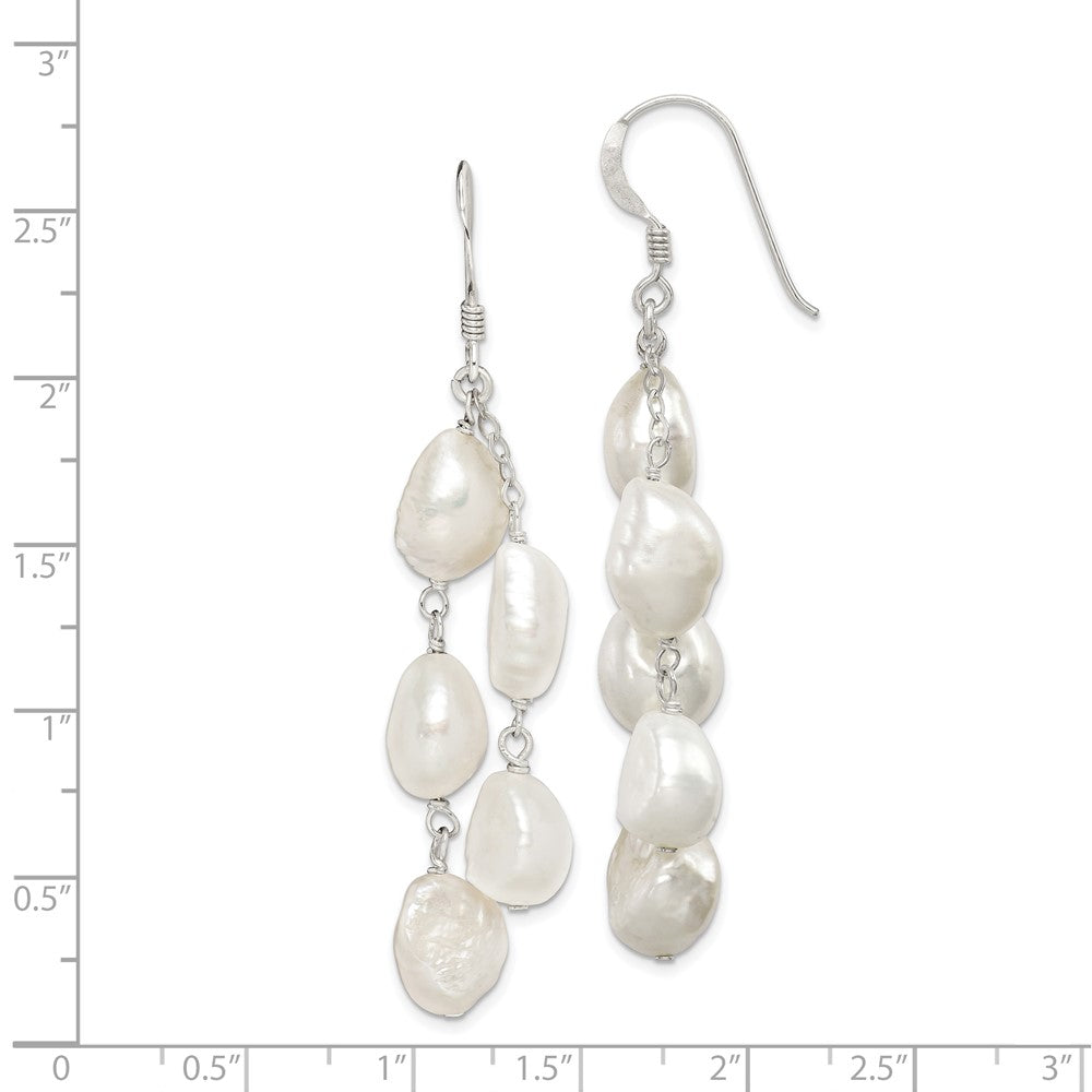 Sterling Silver 2-Strand FWC Pearl Dangle Earrings