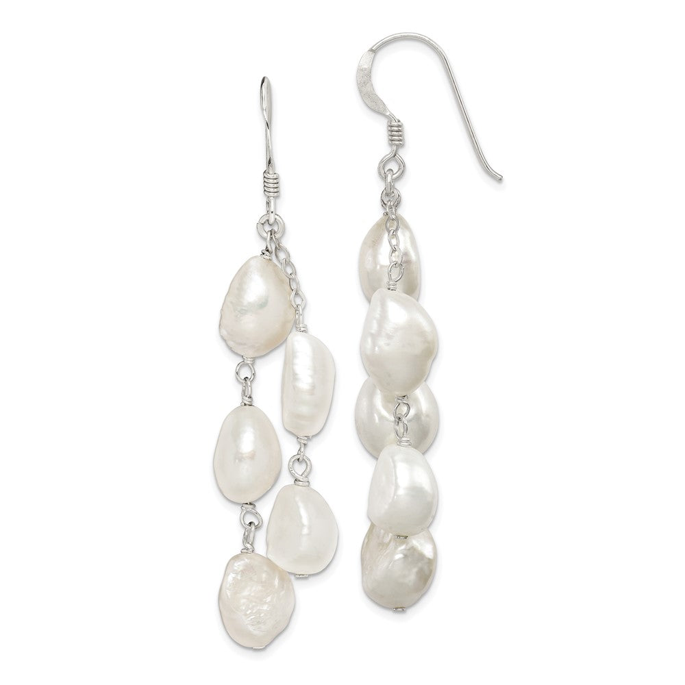 Sterling Silver 2-Strand FWC Pearl Dangle Earrings