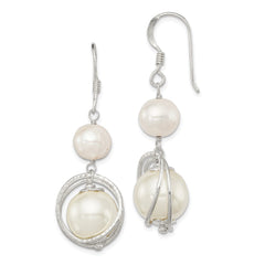 Sterling Silver White FWC Shell Pearl Dangle Earrings