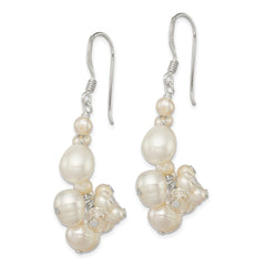 Sterling Silver Clear Crystal and FWC Pearl Earrings