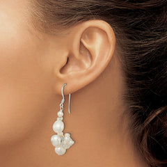 Sterling Silver Clear Crystal and FWC Pearl Earrings