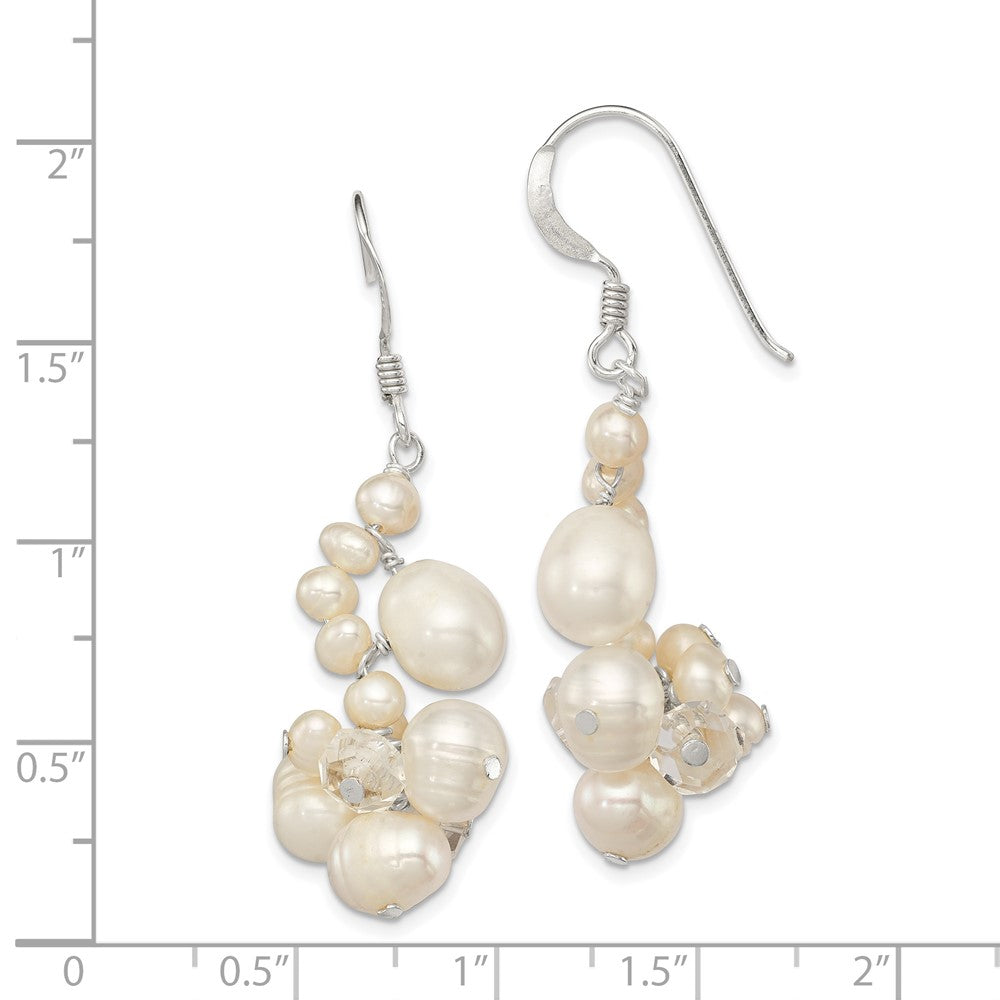 Sterling Silver Clear Crystal and FWC Pearl Earrings