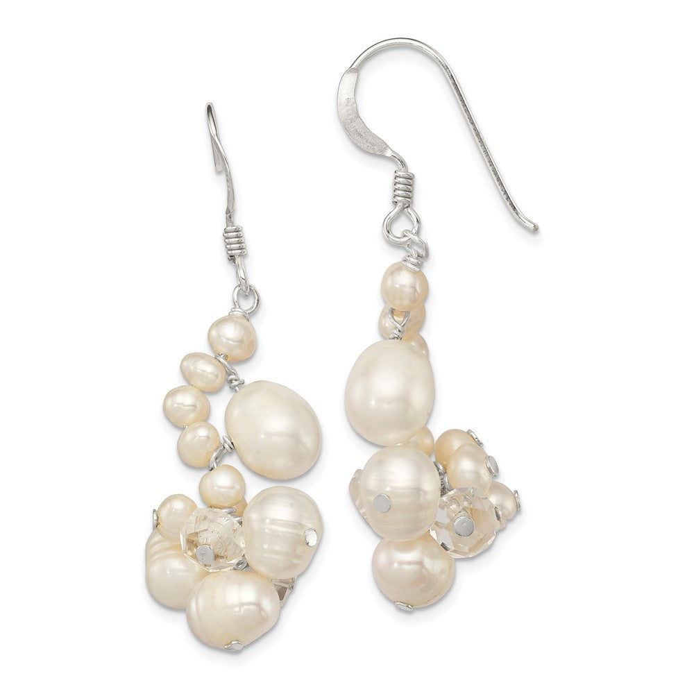 Sterling Silver Clear Crystal and FWC Pearl Earrings