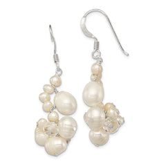 Sterling Silver Clear Crystal and FWC Pearl Earrings