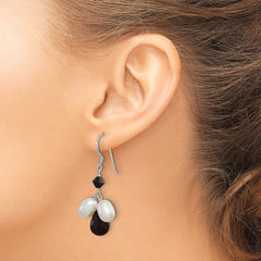 Sterling Silver Onyx FWC White Pearl Black Crystal Earrings