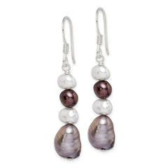 Sterling Silver White and Grey FWC Pearl Earrings