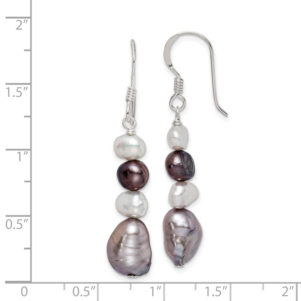 Sterling Silver White and Grey FWC Pearl Earrings