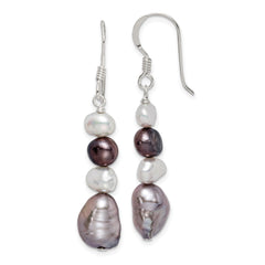 Sterling Silver White and Grey FWC Pearl Earrings