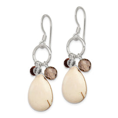 Sterling Silver Crazy Lace Agate Clear and Smoky Qtz Tiger Eye Earrings