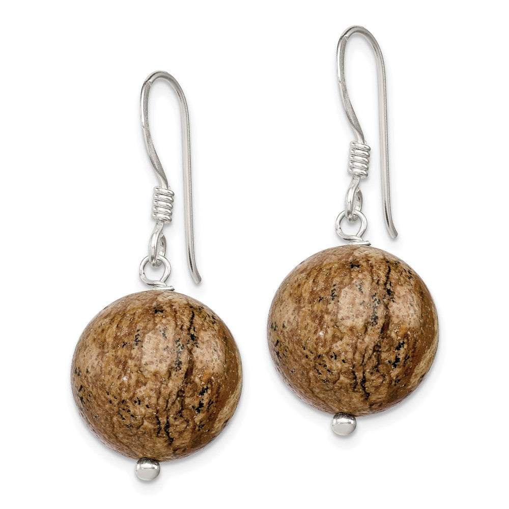 Sterling Silver 14mm Picture Jasper Earrings