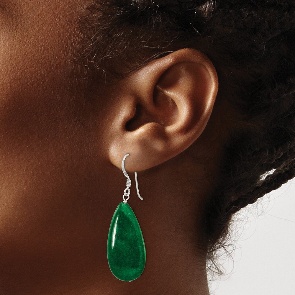 Sterling Silver Green Jade Earrings