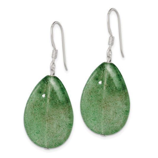 Sterling Silver Cracked Green Aventurine Earrings