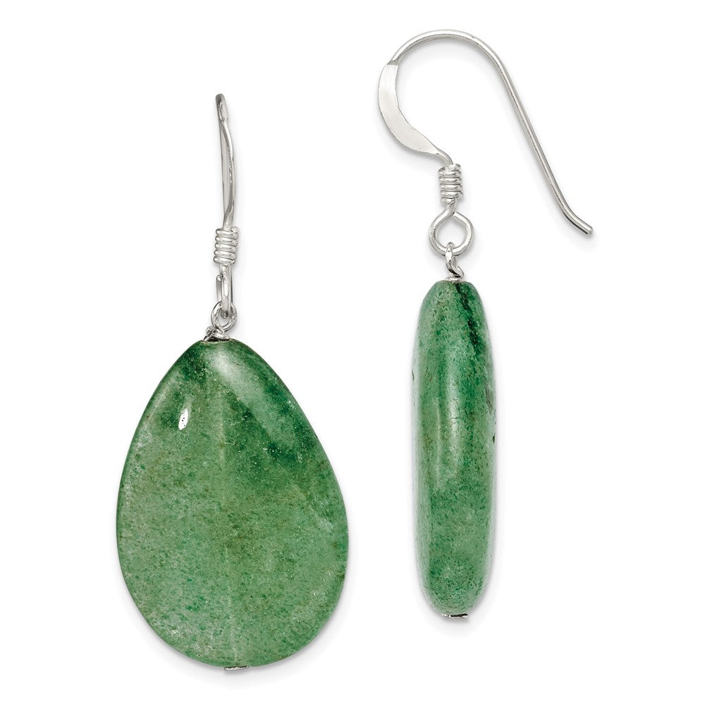 Sterling Silver Cracked Green Aventurine Earrings