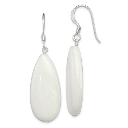 Sterling Silver White Jade Earrings