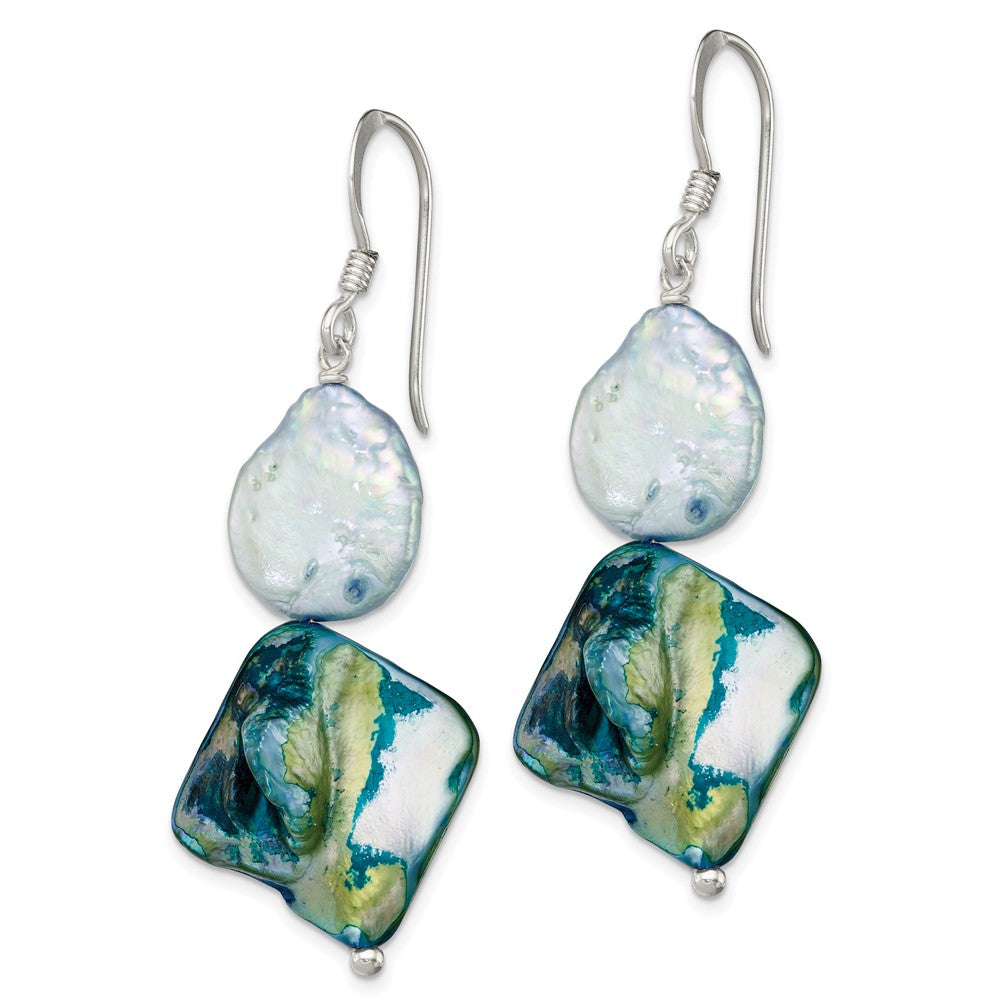 Sterling Silver Blue Mother of Pearl Earrings