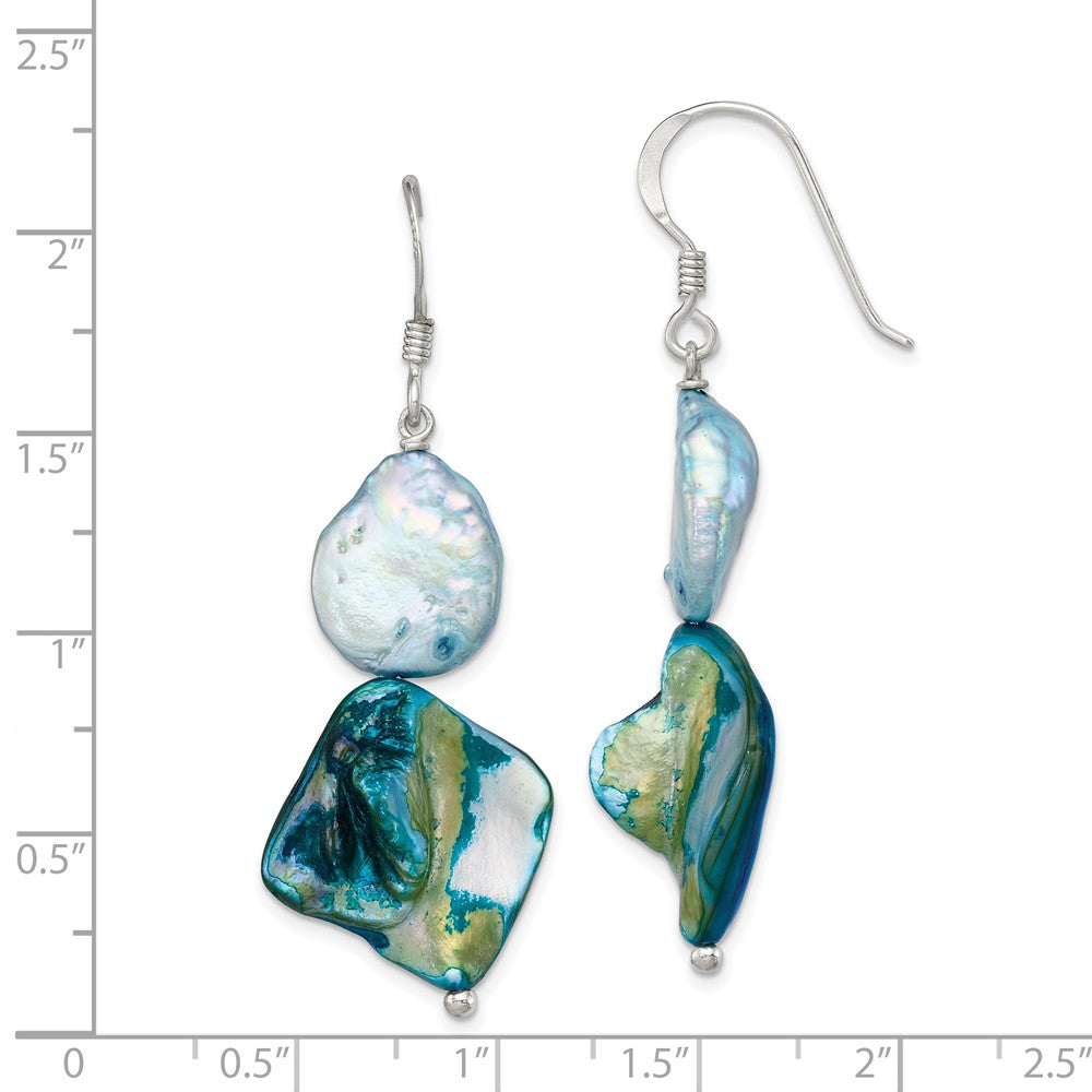 Sterling Silver Blue Mother of Pearl Earrings