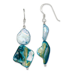 Sterling Silver Blue Mother of Pearl Earrings