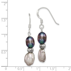 Sterling Silver Light and Dark Grey FWC Pearl Earrings