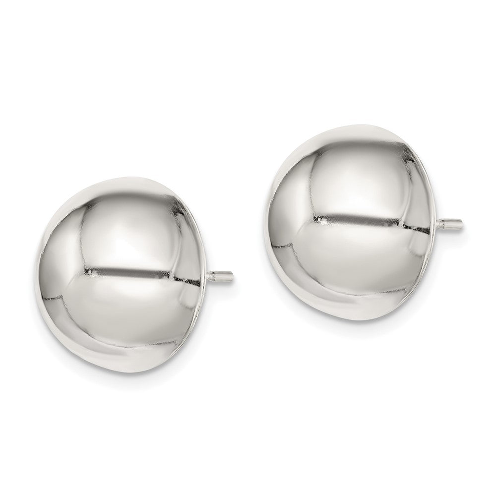 Sterling Silver Polished 14mm Button Earrings