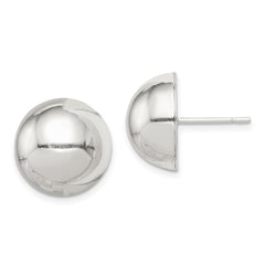 Sterling Silver Polished 14mm Button Earrings