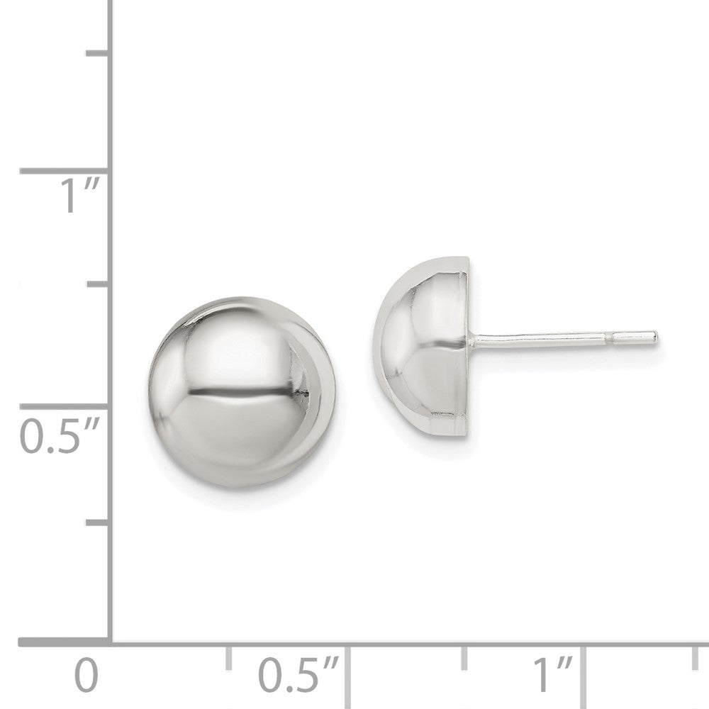 Sterling Silver Polished 10mm Button Earrings