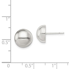 Sterling Silver Polished 10mm Button Earrings