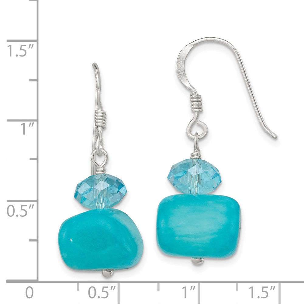 Sterling Silver Aquamarine Crystal and Blue Jade Earrings