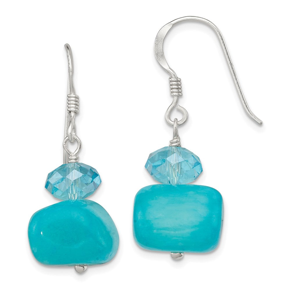 Sterling Silver Aquamarine Crystal and Blue Jade Earrings