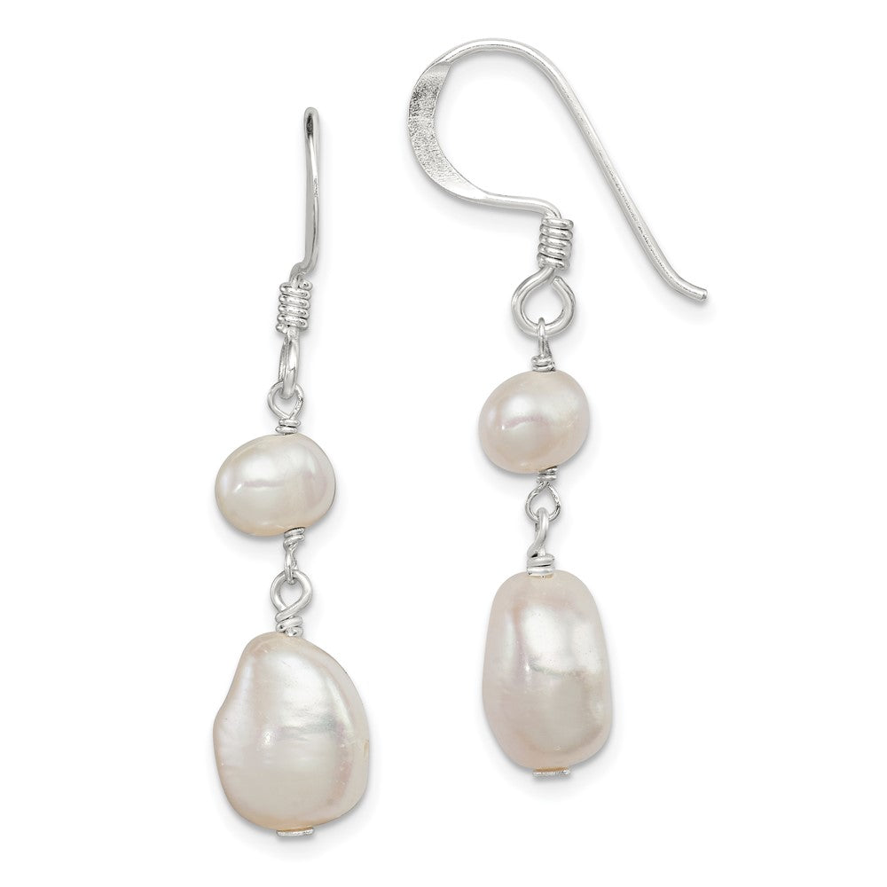 Sterling Silver White FWC Pearl Dangle Earrings