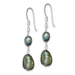 Sterling Silver Black Baroque FWC Pearl Earrings