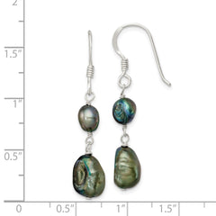 Sterling Silver Black Baroque FWC Pearl Earrings